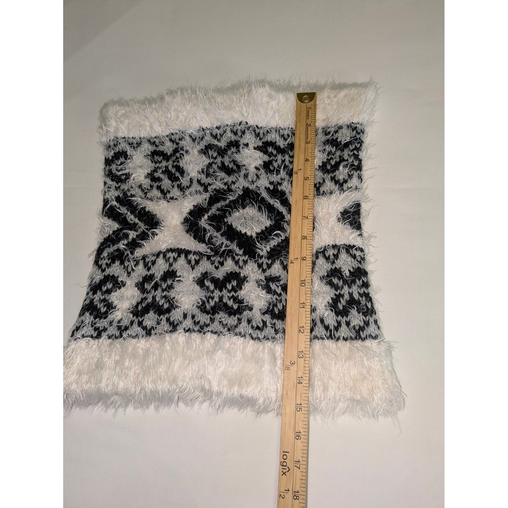 ExpressFaux Fur Knit Infinity Scarf Ivory Black Cozy Winter Neck Warmer OS - Picture 3 of 7